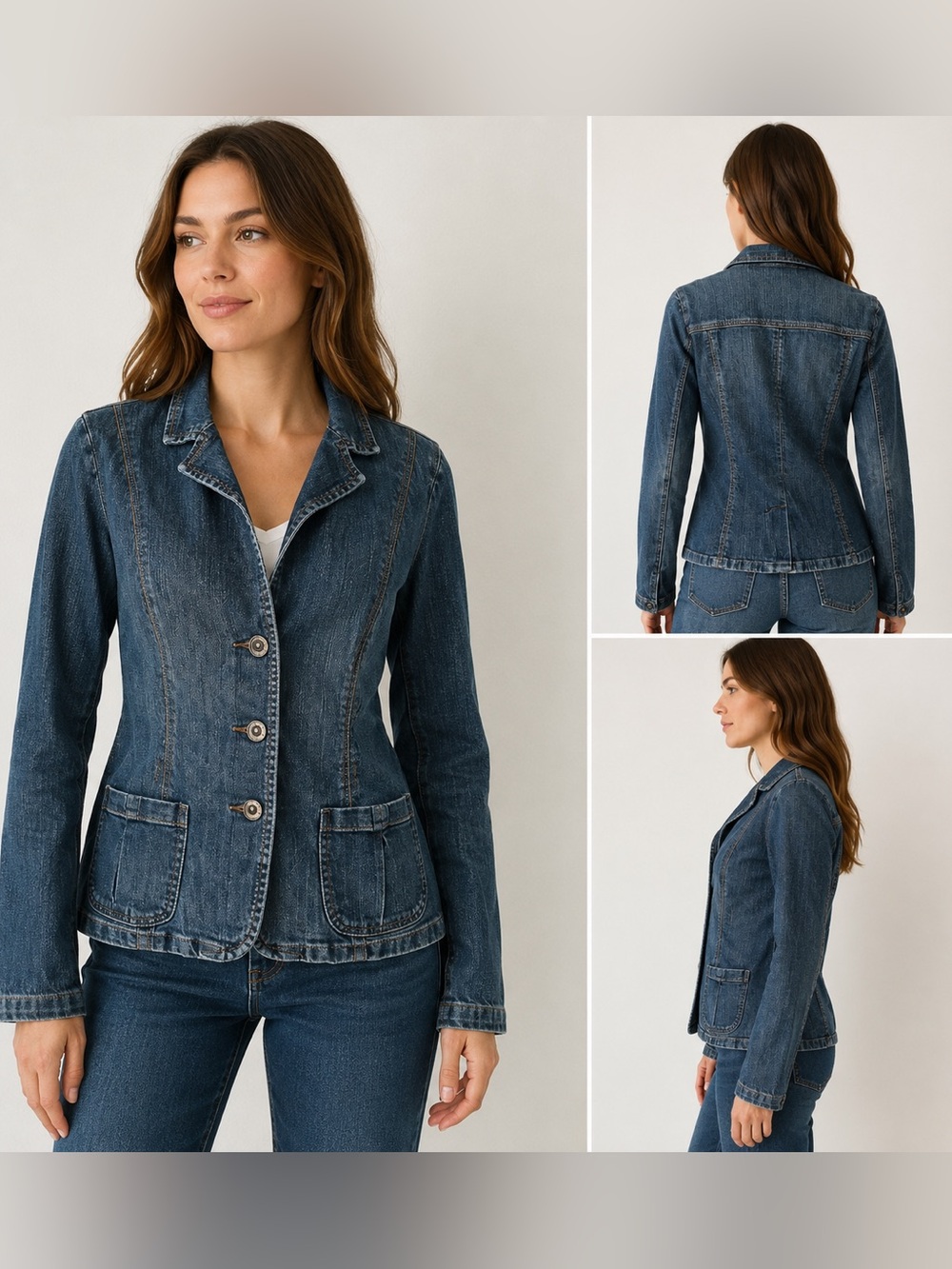 Vintage contrast jeand jacket Y2K size medium large